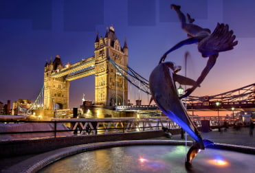 Night time photo of London bridge